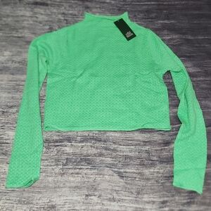 Wild Fable NWT Mock Turtleneck‎ Pointelle Pullover Long Sleeve Mint Green Medium